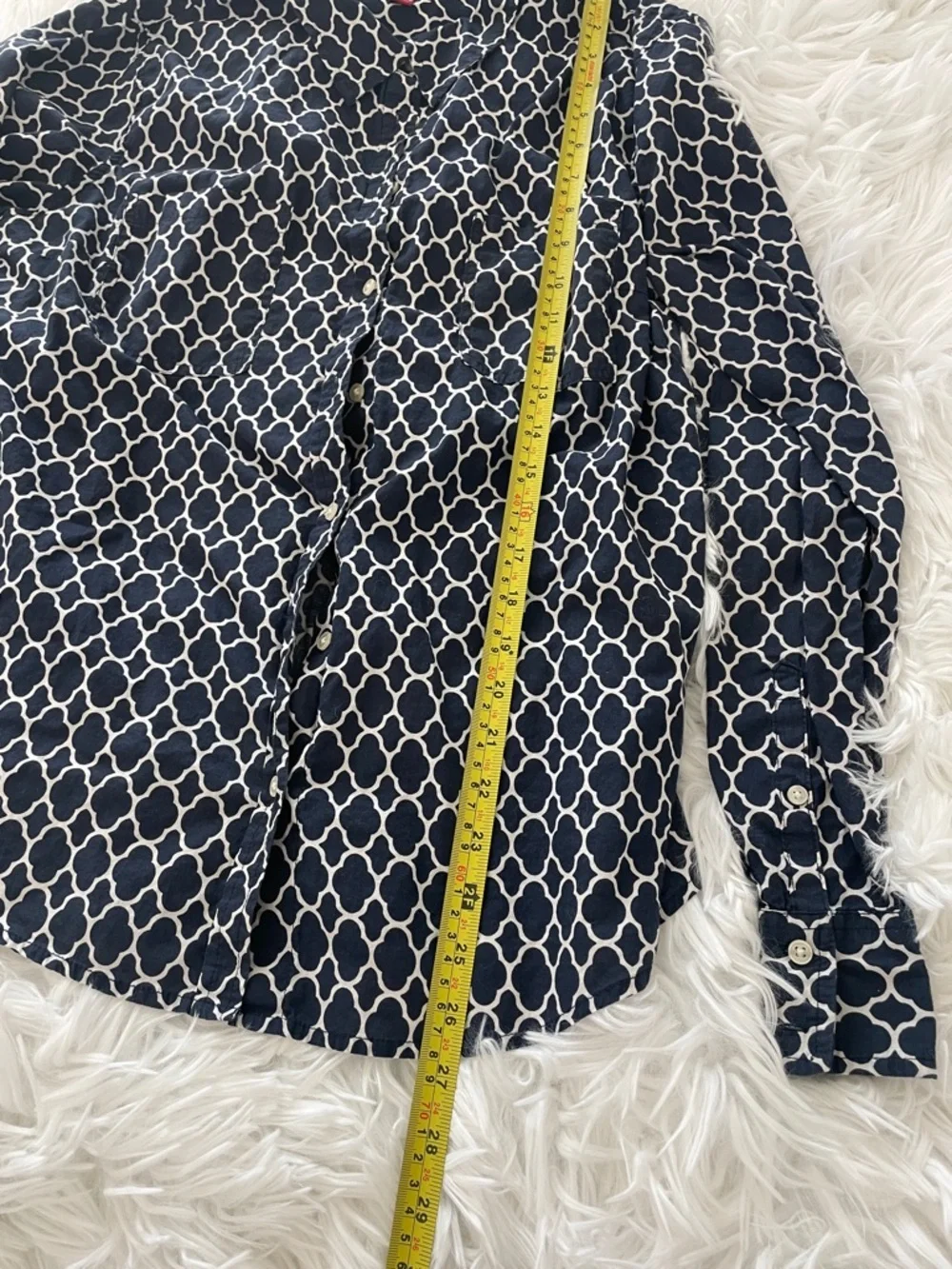 Merona Navy and White Geometric Button-Up Blouse - Picture 2 of 3